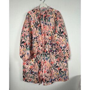 Vera Bradley Womens Pink Floral Packable Hooded Raincoat Jacket 2XL Pockets
